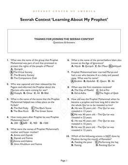 Seerah Contest 'Learning About My Prophet'
