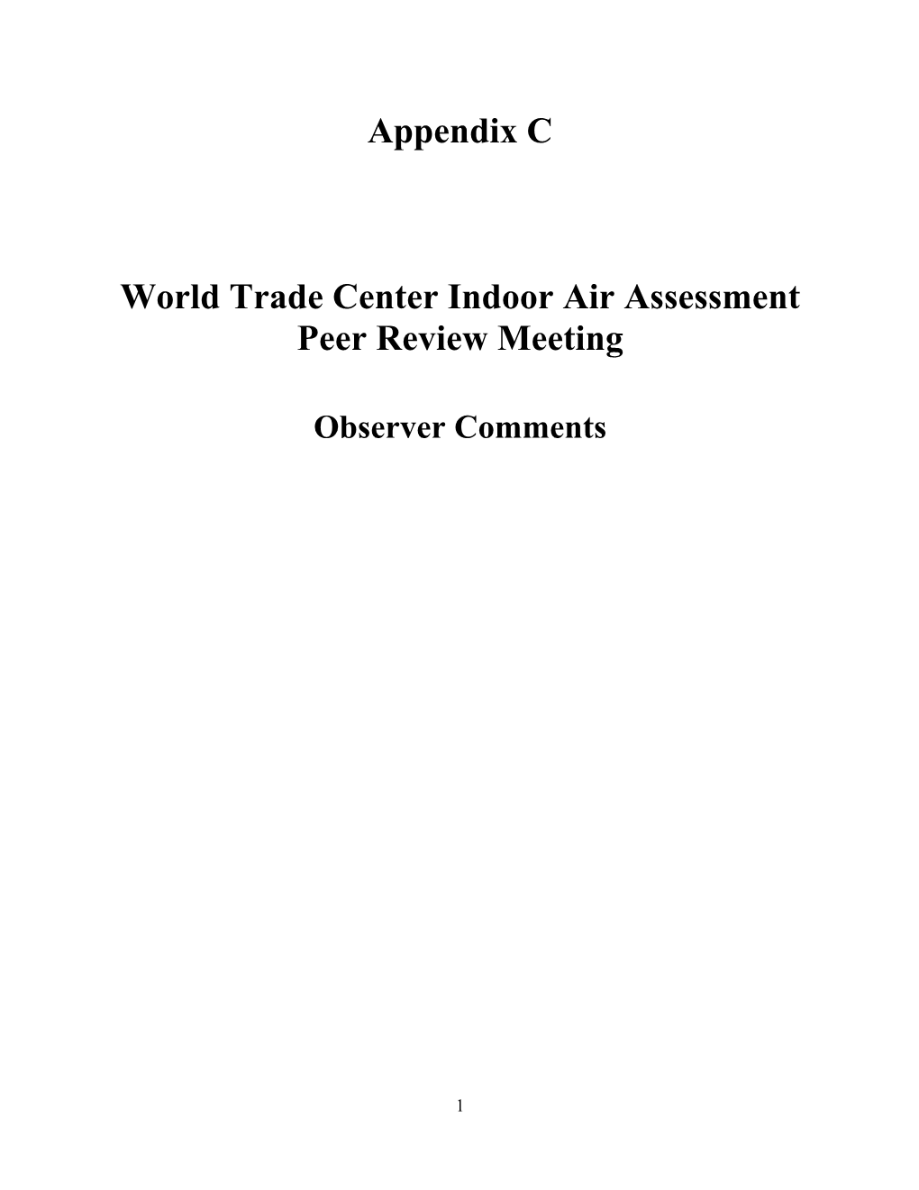 World Trade Center Indoor Air Assessment Peer Review Meeting