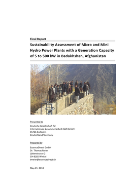 Sustainabilit Hydro Powe of 5 to 500 K Bility Assessment of Micro and Ower