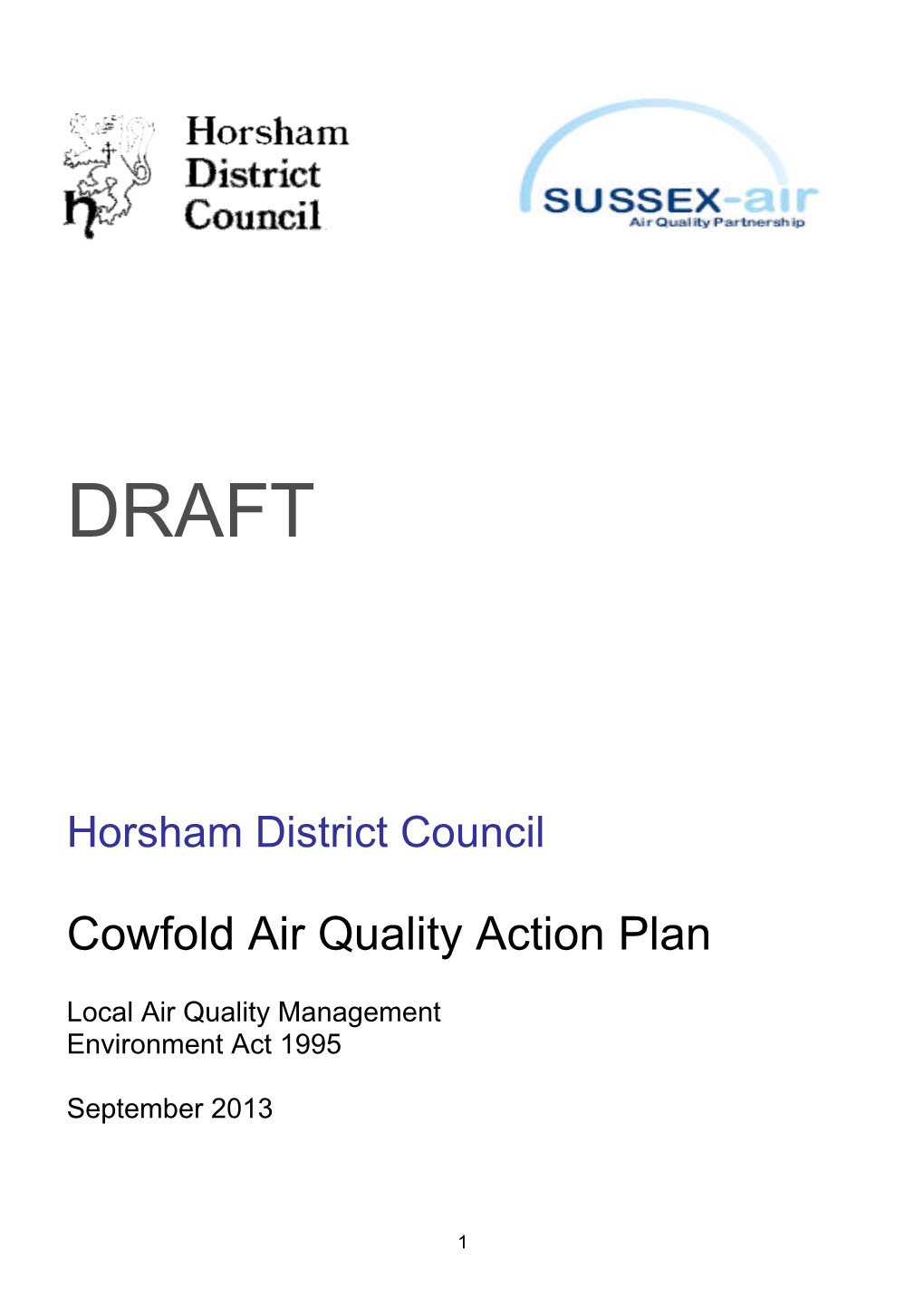 Draft Cowfold Air Quality Action Plan 2013