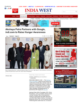 Akshaya Patra Partners with Google, Indi.Com to Raise Hunger Awareness