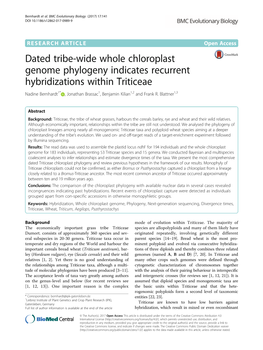 Dated Tribe-Wide Whole Chloroplast Genome Phylogeny Indicates