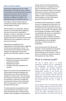 What Is Internal Audit? Operational Information