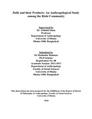Dalit and Their Products: an Anthropological Study Among the Rishi Community
