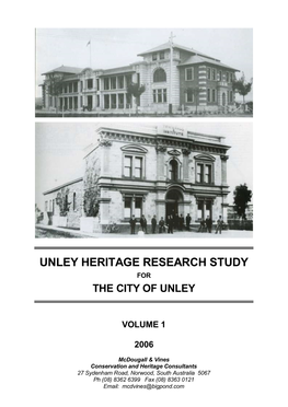 Unley Heritage Research Study