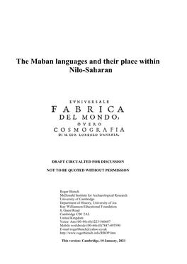 The Maban Languages and Their Place Within Nilo-Saharan