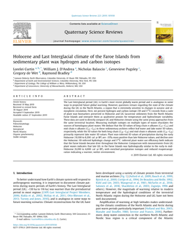 Holocene and Last Interglacial Climate of the Faroe Islands from Sedimentary Plant Wax Hydrogen and Carbon Isotopes