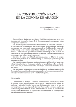 La Construcción Naval EN La Corona DE Aragón