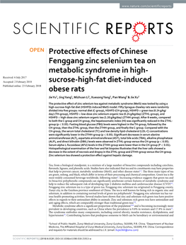 Protective Effects of Chinese Fenggang Zinc Selenium Tea On