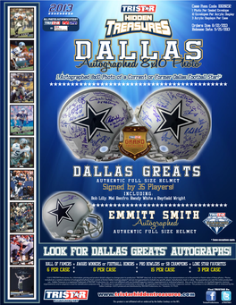 Autographed 8X10 Photo 1 Autographed 8X10 Photo of a Current Or Former Dallas Football Star!*