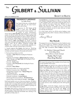 April 2010 Newsletter Society of Austin