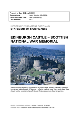 Edinburgh Castle – Scottish National War Memorial