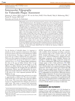 Intravascular Palpography for Vulnerable Plaque Assessment Johannes A