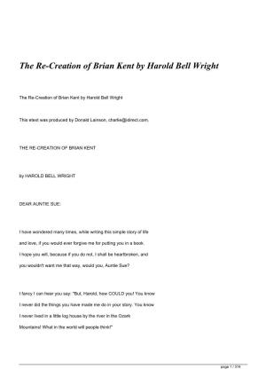 The Re-Creation of Brian Kent by Harold Bell Wright