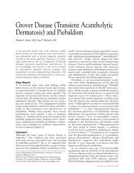 Grover Disease (Transient Acantholytic Dermatosis) and Piebaldism