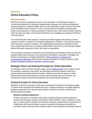 Distance Education/Online Learning Policy