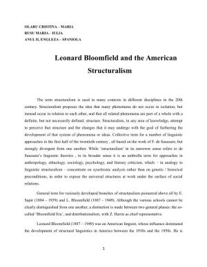 Leonard Bloomfield and the American Structuralism