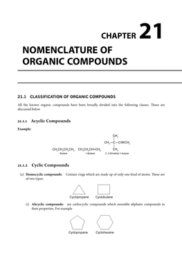 Nomenclature of Organic Compounds Consists of the Following Two Systems