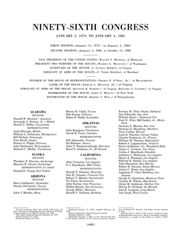 Ninety-Sixth Congress January 3, 1979, to January 3, 1981