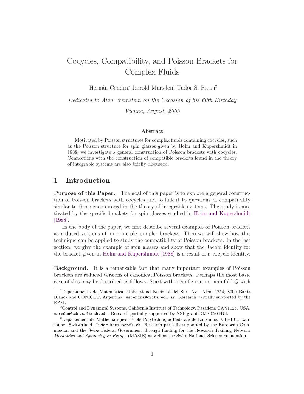 Cocycles, Compatibility, and Poisson Brackets for Complex Fluids