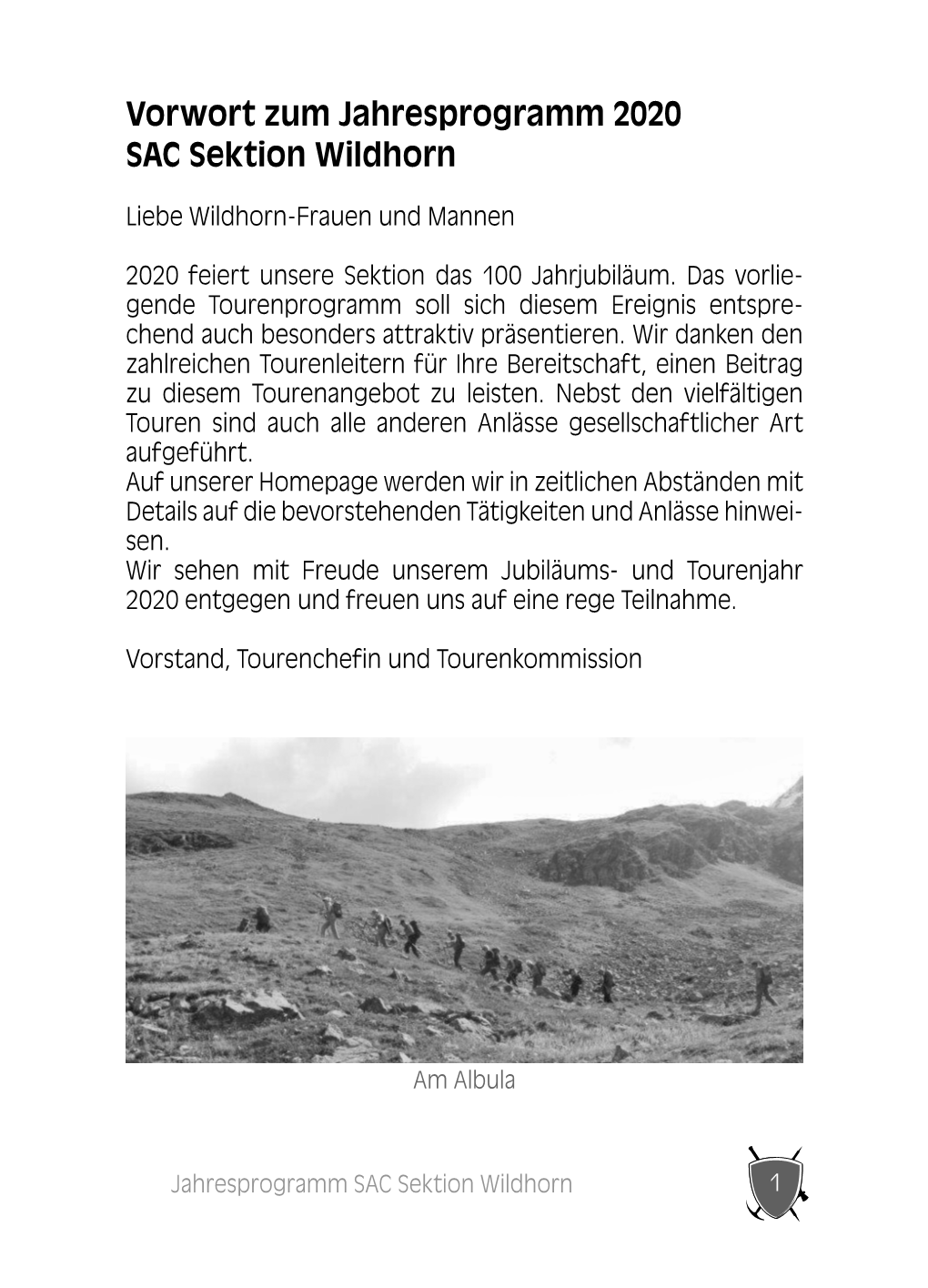 Vorwort Zum Jahresprogramm 2020 SAC Sektion Wildhorn