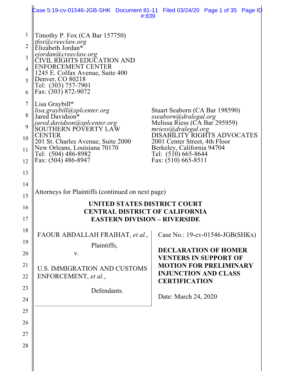 Affidavits for Asylum Hearings, with Testimony As Needed, 7/05-11/18