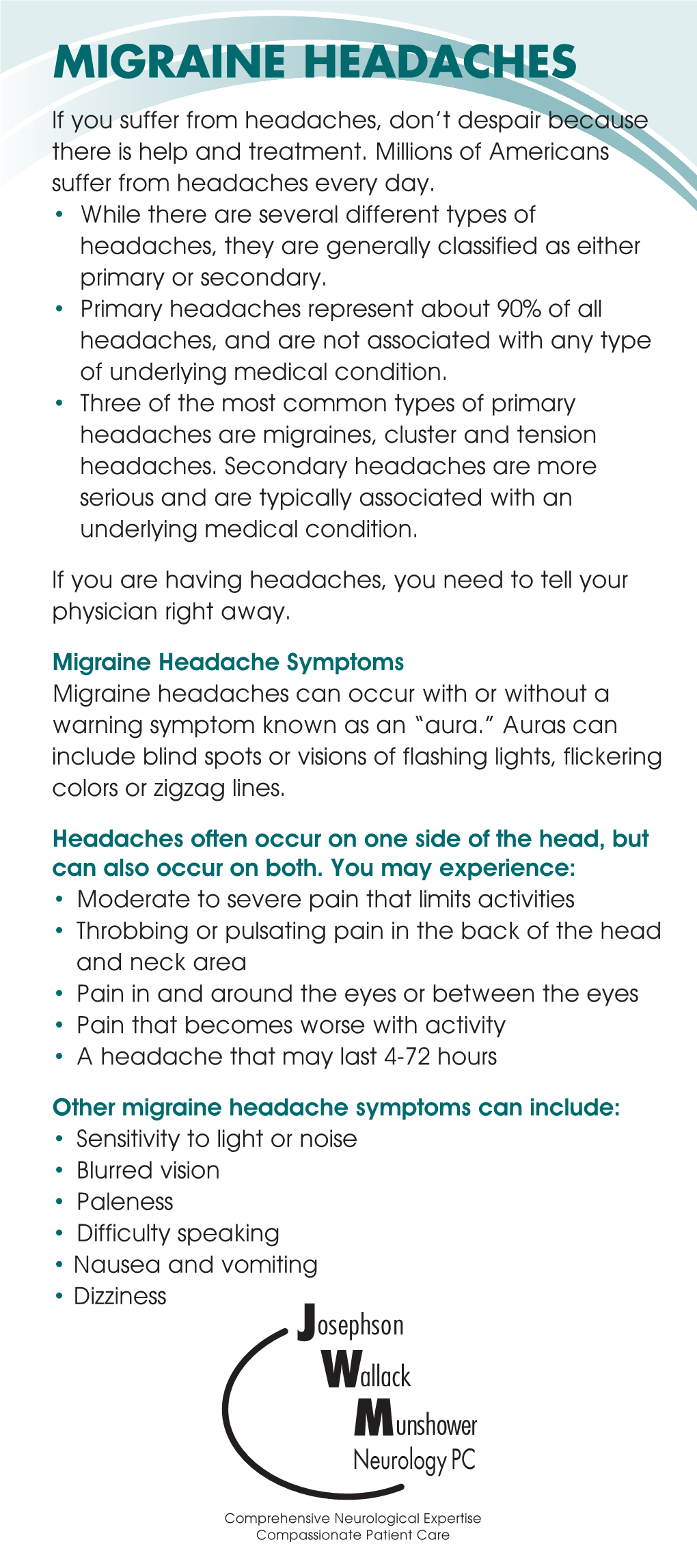 MIGRAINE HEADACHES If You Suffer from Headaches, Don’T Despair Because There Is Help and Treatment