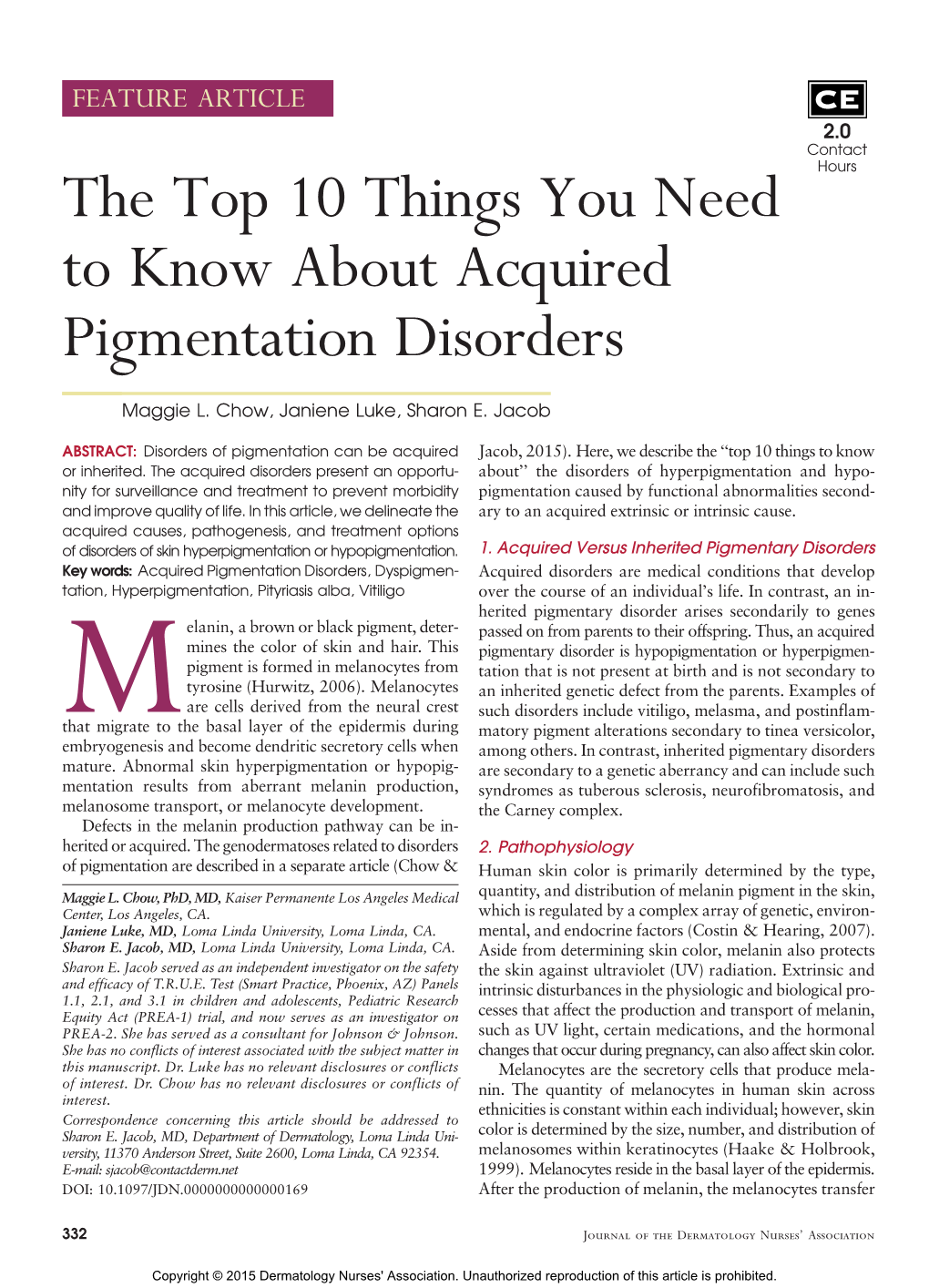 The Top 10 Things You Need to Know About Acquired Pigmentation Disorders