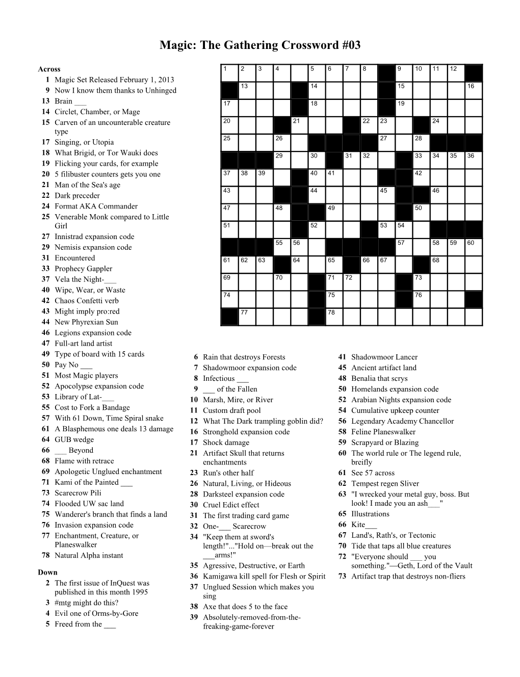 Magic: the Gathering Crossword #03