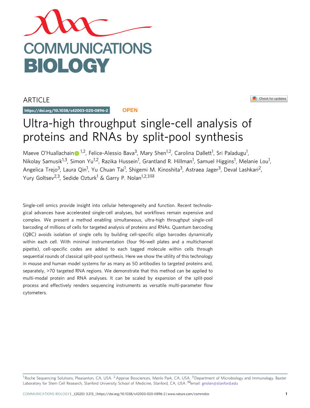 Ultra-High Throughput Single-Cell Analysis of Proteins and Rnas by Split-Pool Synthesis