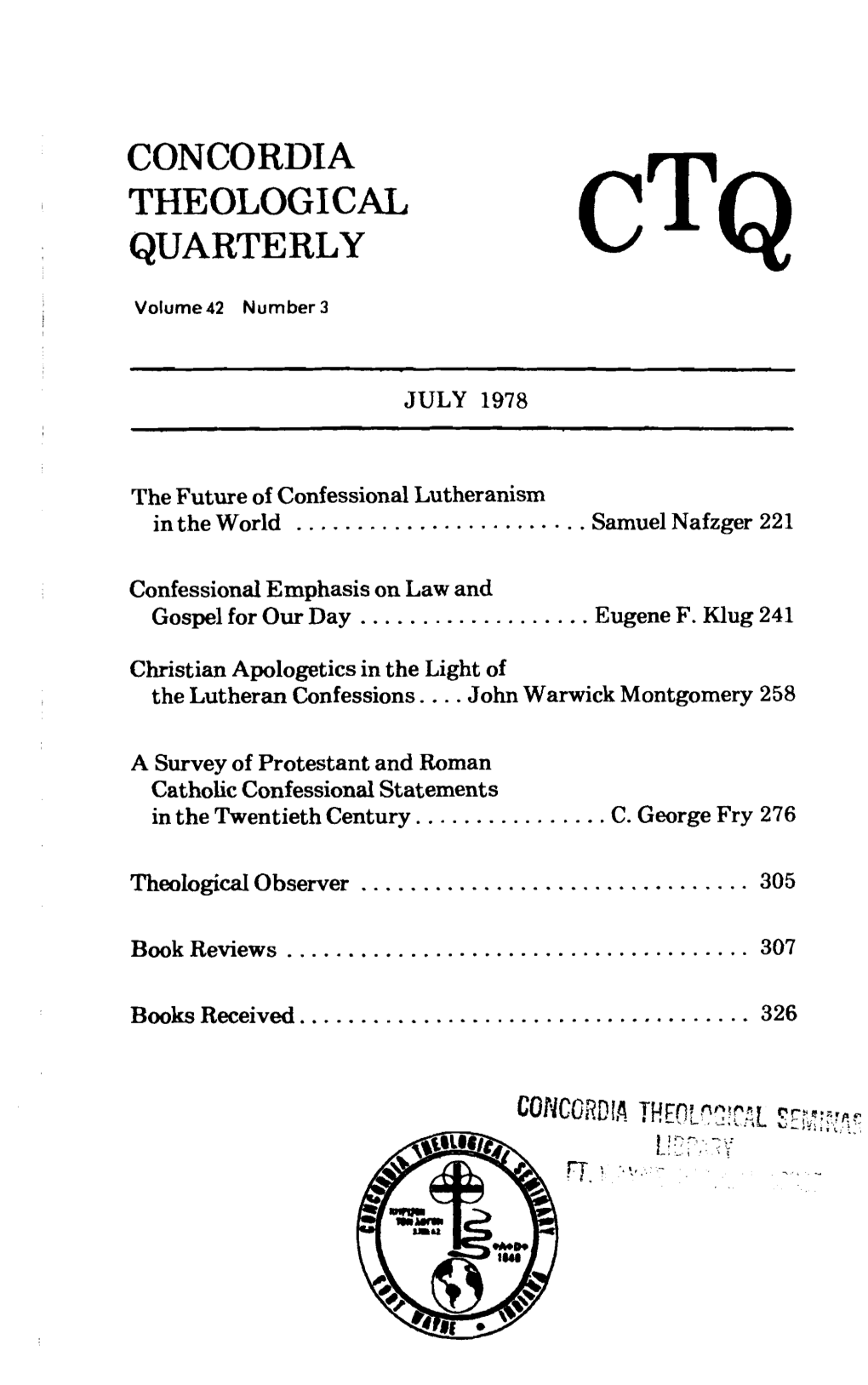 A Survey of Protestant and Roman Catholic Confessional Statements in the Twentieth Century