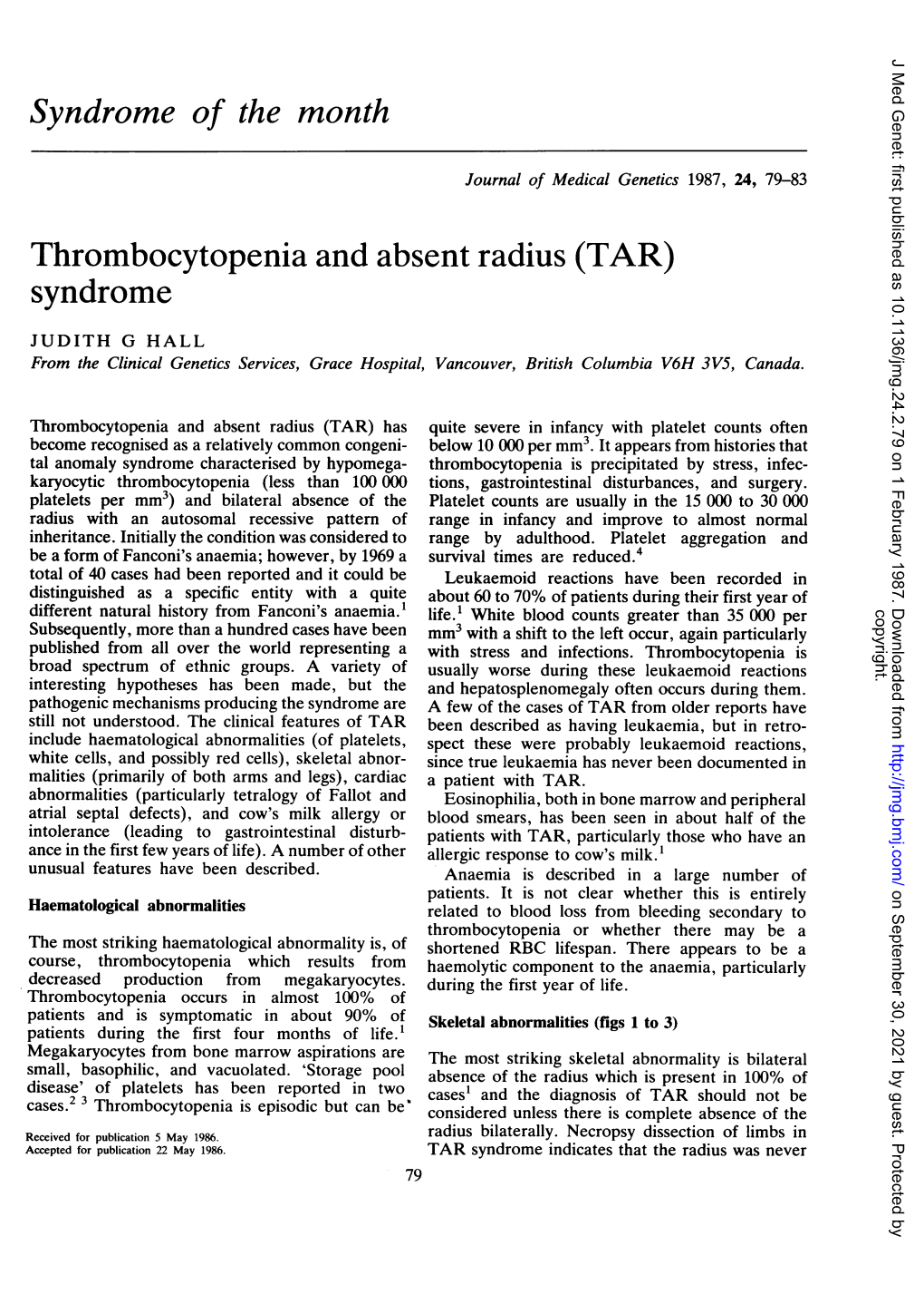 Syndrome of the Month Thrombocytopenia and Absent Radius