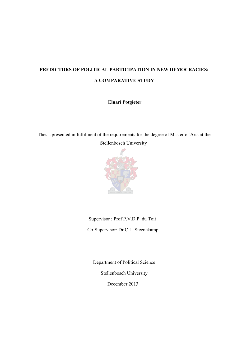 Predictors of Political Participation in New Democracies