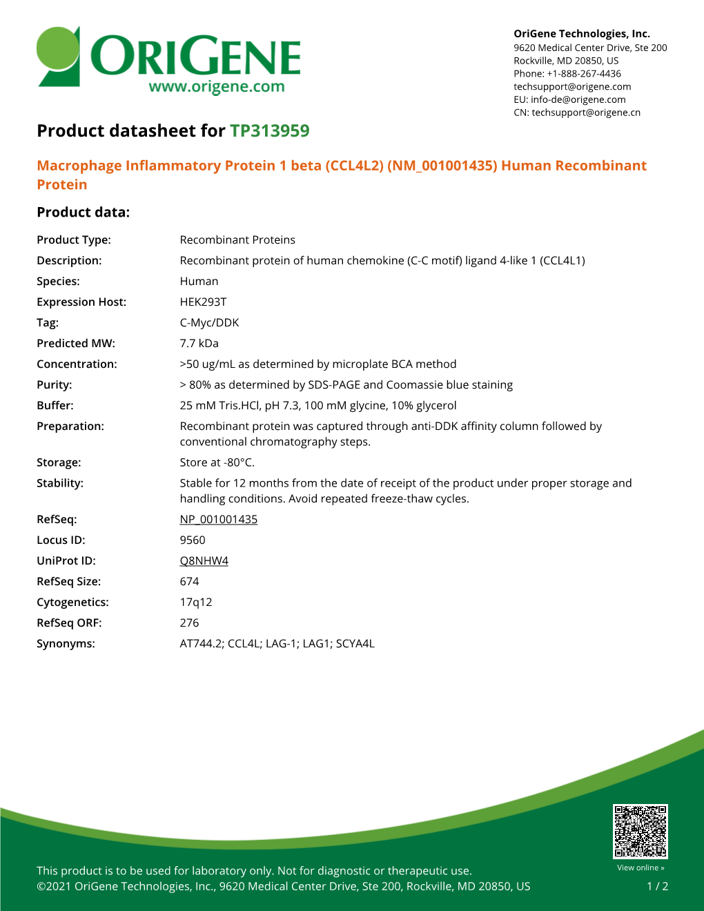 Human Recombinant Protein – TP313959