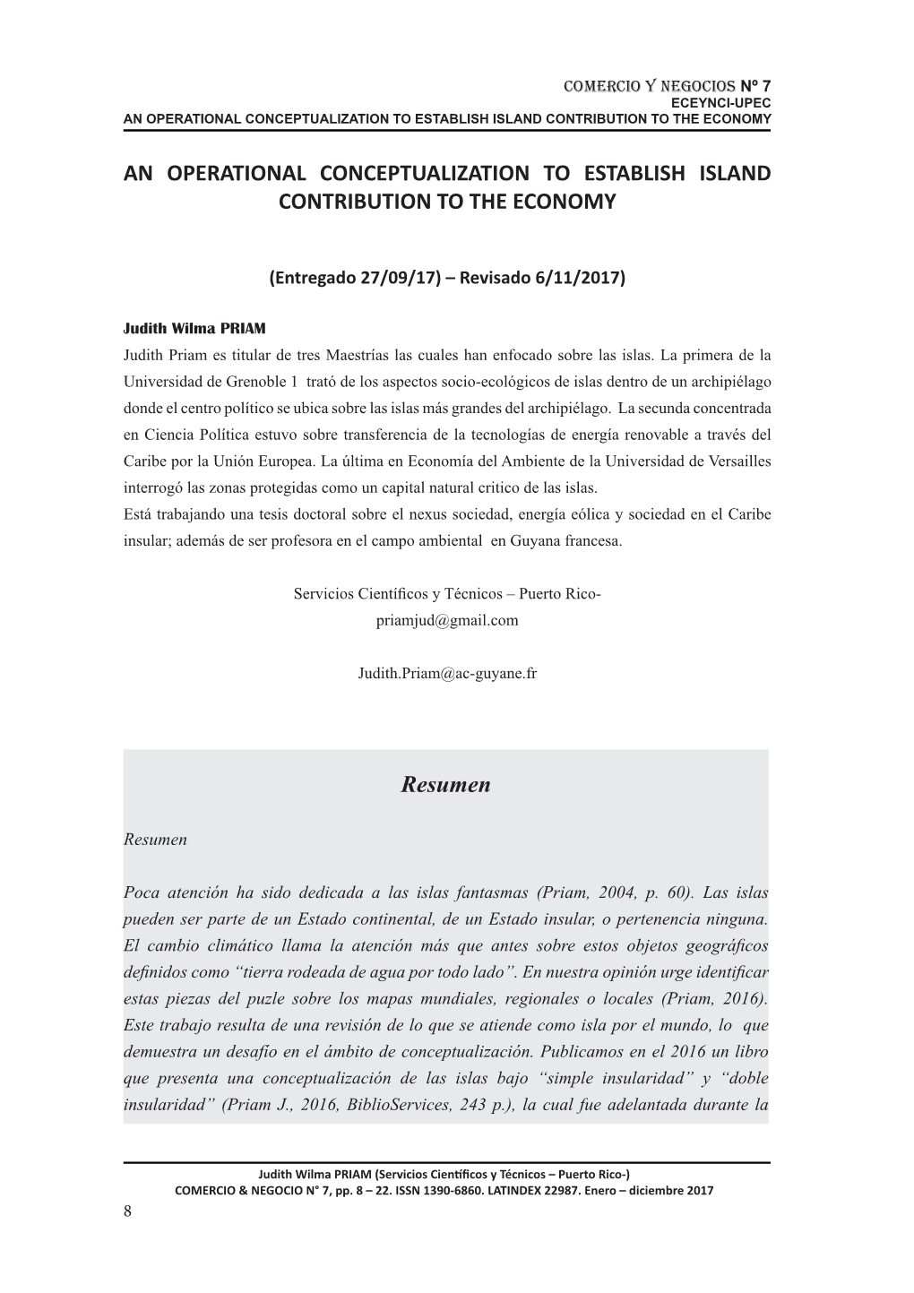 An Operational Concept Ali Ation to Esta Lis Island