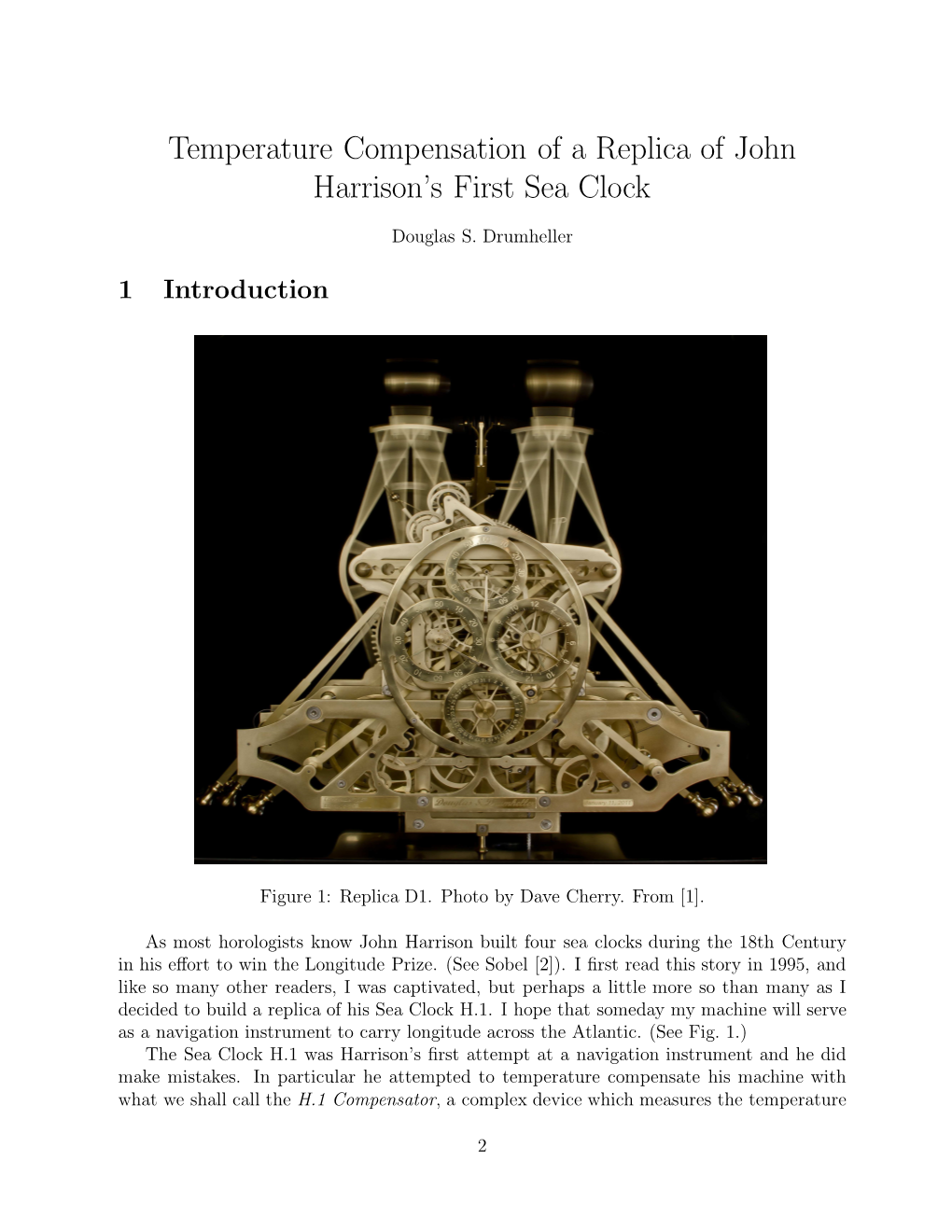 Temperature Compensation of a Replica of John Harrison's First Sea Clock