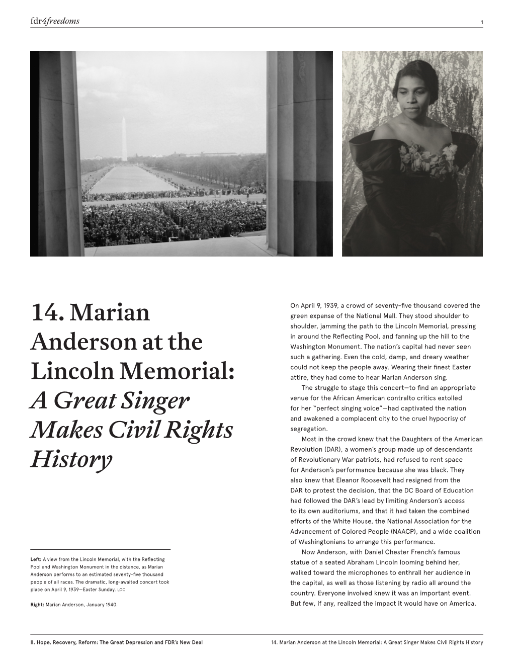 14. Marian Anderson at the Lincoln Memorial: a Great Singer Makes Civil Rights History Fdr4freedoms 2