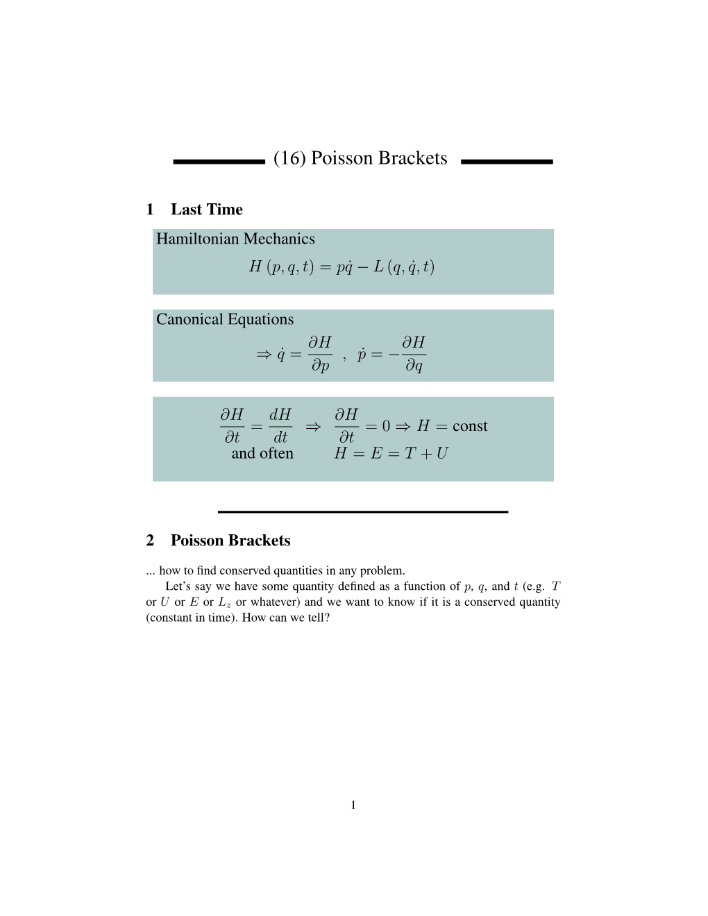 Poisson Brackets