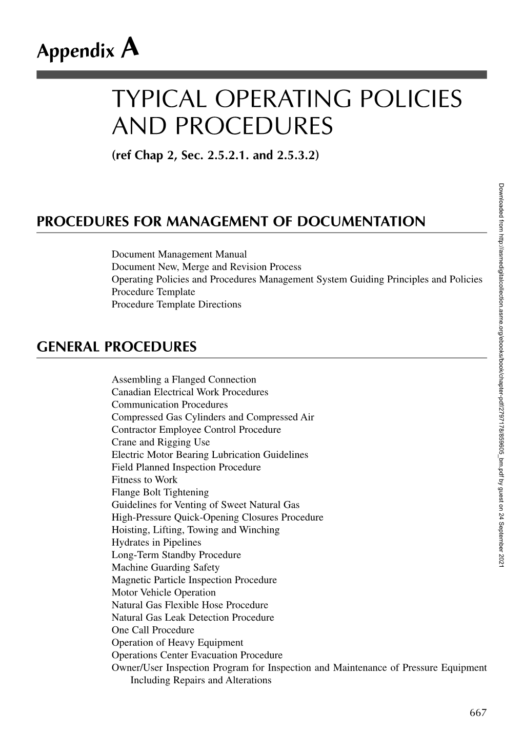 TYPICAL OPERATING POLICIES and PROCEDURES (Ref Chap 2, Sec