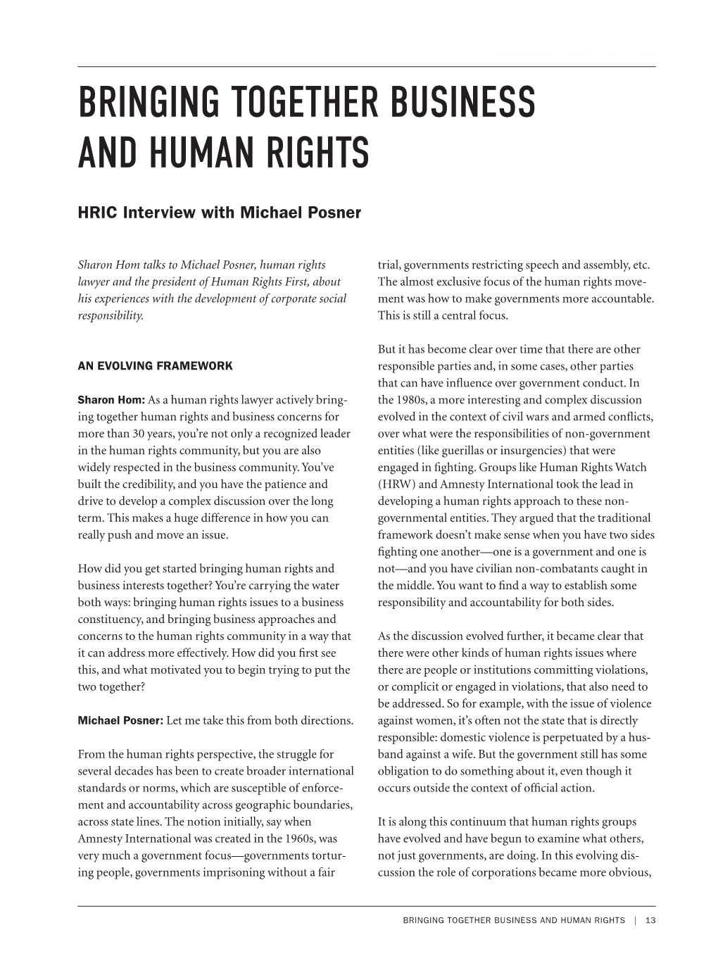 Bringing Together Business and Human Rights
