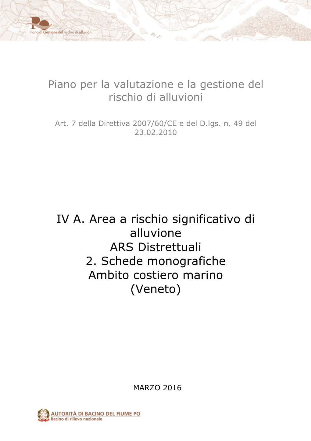 IV A. Area a Rischio Significativo Di Alluvione ARS Distrettuali 2