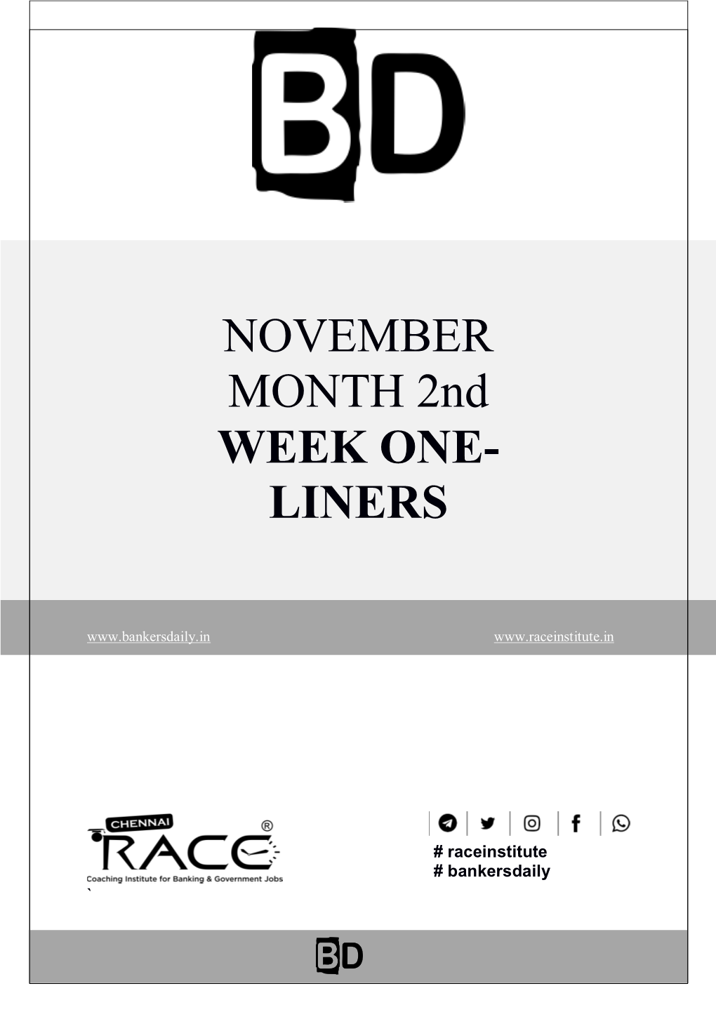 NOVEMBER MONTH 2Nd WEEK ONE- LINERS