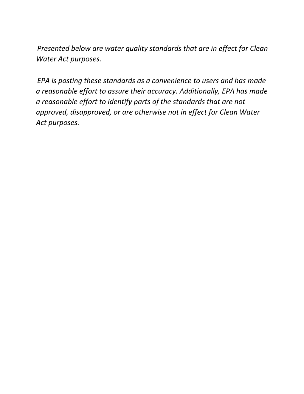 CIRCULAR DEQ-7, MONTANA NUMERIC WATER QUALITY STANDARDS (9) No Number Indicates That a Standard Has Not Been Adopted Or Information Is Currently Unavailable