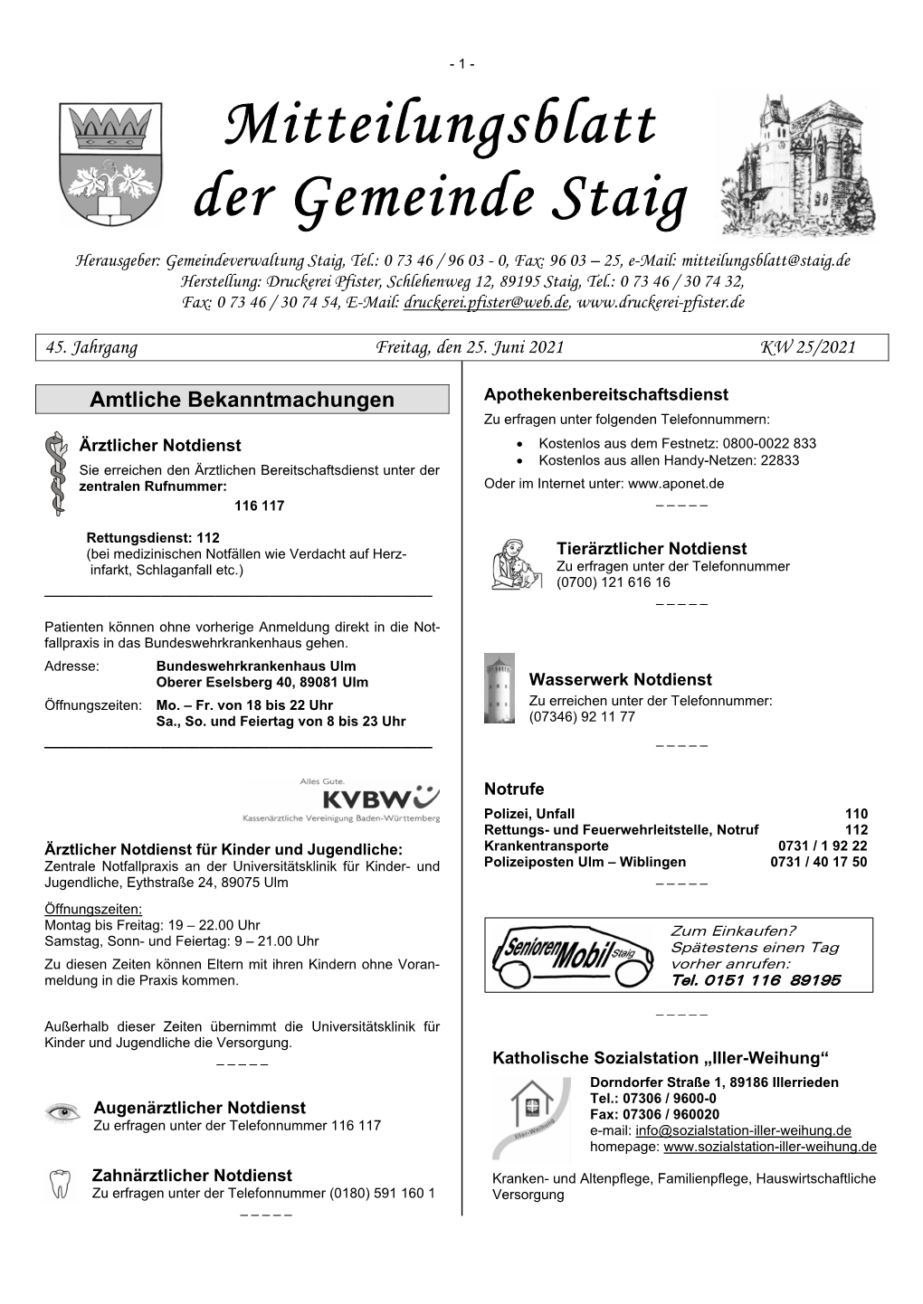 Mitteilungsblatt KW 25