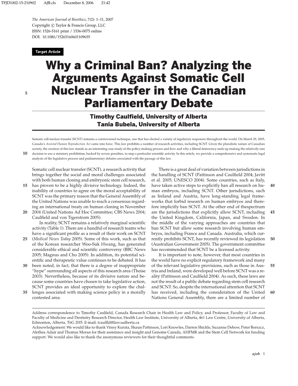 Analyzing the Arguments Against Somatic Cell