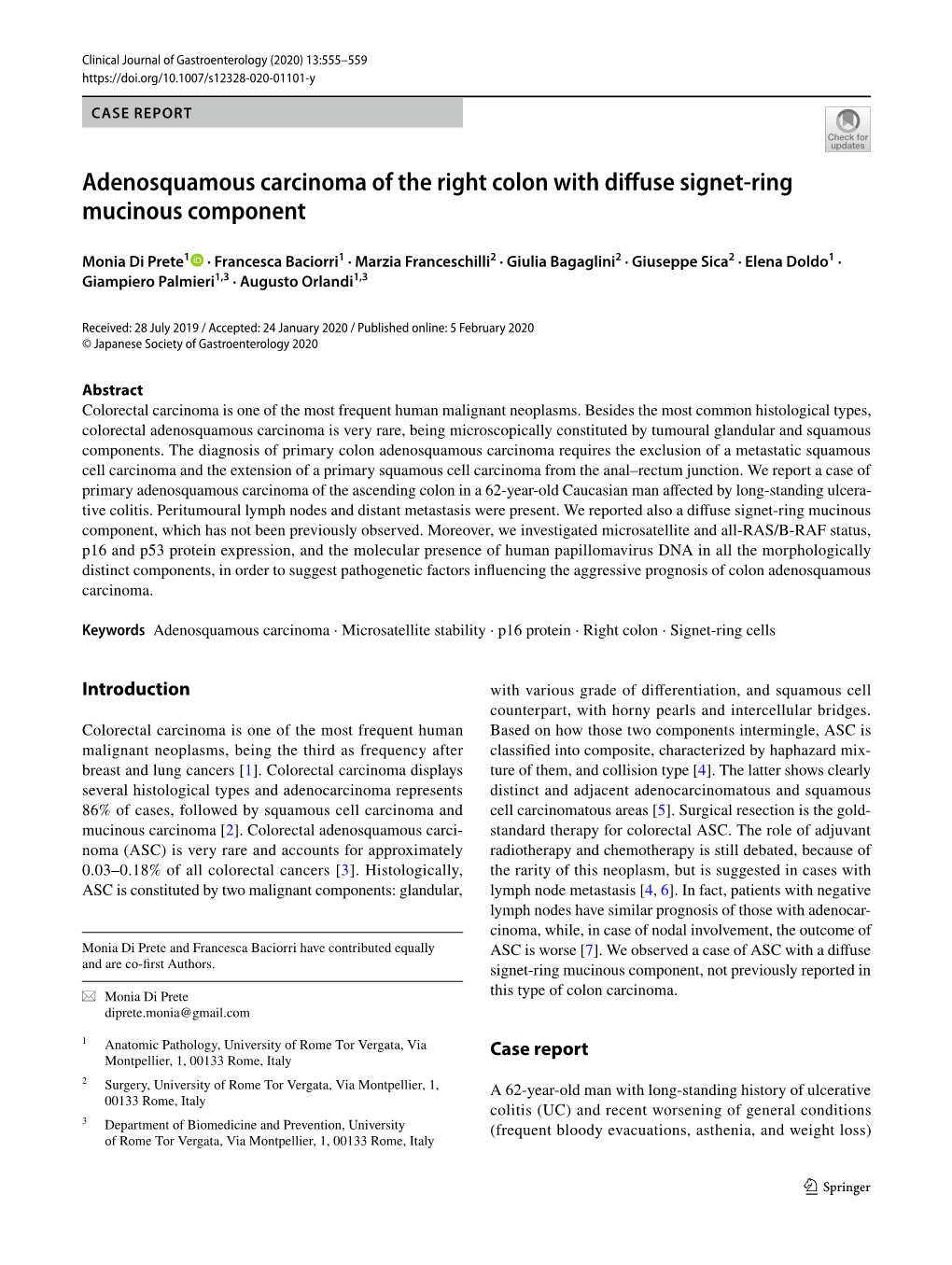 Adenosquamous Carcinoma of the Right Colon with Diffuse Signet-Ring Mucinous Component