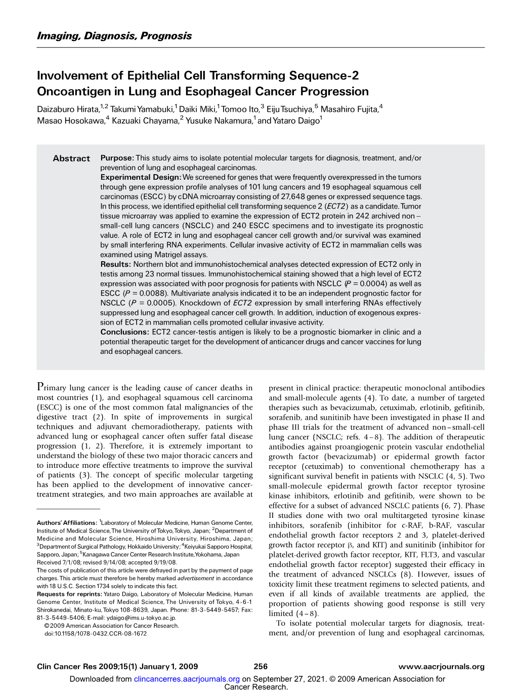 Involvement of Epithelial Cell Transforming Sequence-2