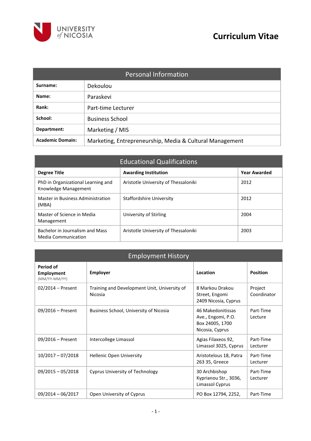 Curriculum Vitae