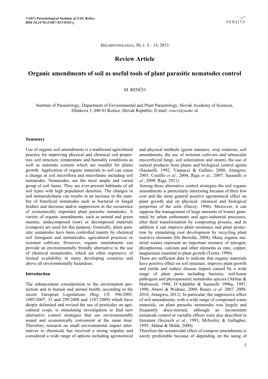 Review Article Organic Amendments of Soil As Useful Tools of Plant
