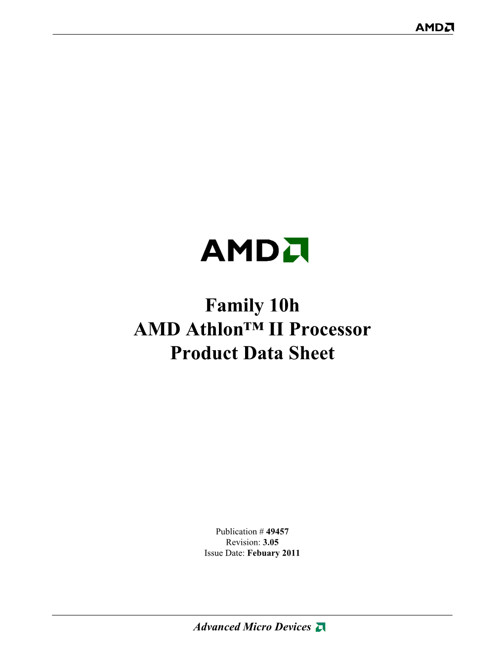 Family 10H AMD Athlon II Processor Product Data Sheet